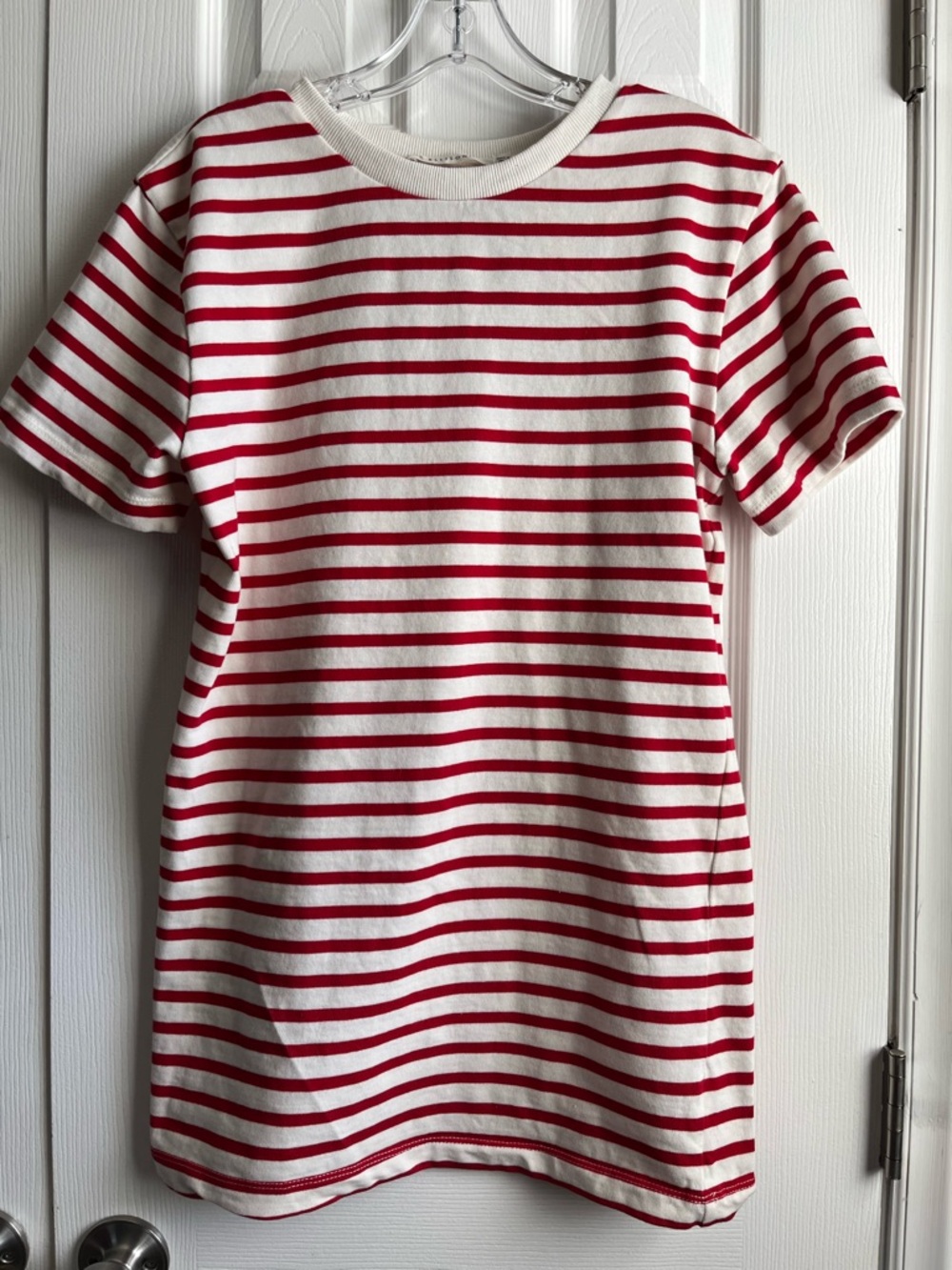Ellison White and Red Striped Heavyweight Cotton Crewneck Tee Small